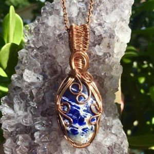 Sodalite Copper Wire Wrapped Pendant